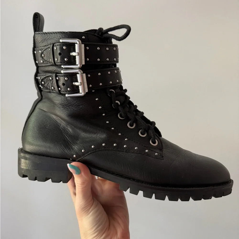 Rebecca Minkoff - Black Studded Leather Ankle Boots - size 8.5 - Picture 10 of 11